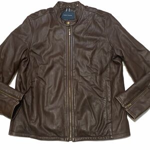 L / Cole Haan Men's Dark Brown Leather Jacket